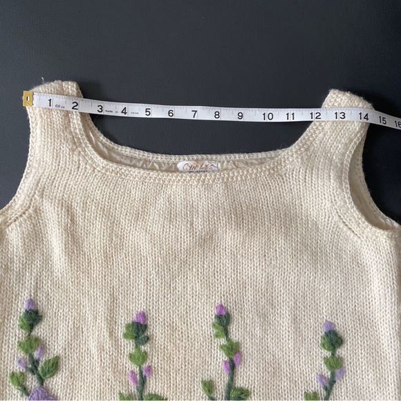 VTG 50s Cyn Les Vest Sz 40 Chest 34” Lined Wool 3D Embroidered Flowers Hong Kong - Picture 10 of 14